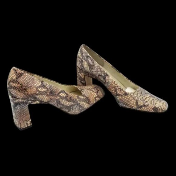 Hillard & Hanson Python Leather Block Heels - Picture 2 of 8